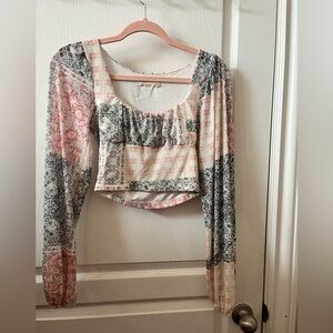Altar’d State Cropped Top Size Small Pink & Blue